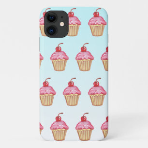 Aquamarin und rosa Erdbeere Cupcakes Case-Mate iPhone Hülle