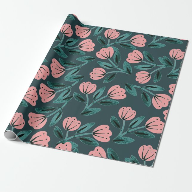Aquamarin und rosa geschenkpapier (Ungerollt)