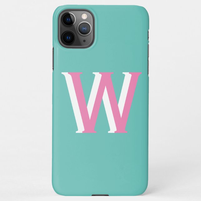 Aquamarin und rosa Initial iPhone 11Pro Max Case Hülle (Rückseite)