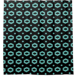 Aquamarin und schwarz: Geometriana 1 Duschvorhang