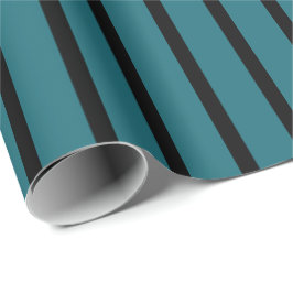 Aquamarin und schwarz gestreift geschenkpapier