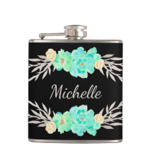 Aquamarin und silberfarbener Monogramm-Kolben