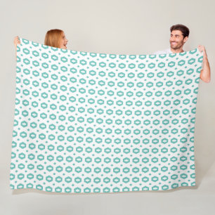 Aquamarin und weiß: Geometriana Fleecedecke