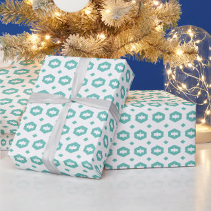 Aquamarin und weiß: Geometriana Geschenkpapier
