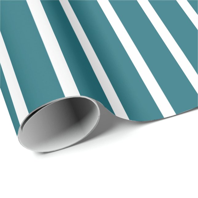 Aquamarin und Weiß Striped Geschenkpapier (Rolleneckpunkt)