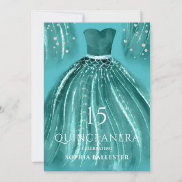 Aquamarin unter dem Meeresschutzkleid Quinceanera Einladung