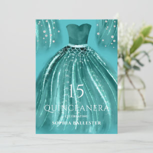 Aquamarin unter dem Meeresschutzkleid Quinceanera Einladung