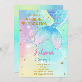 Aquamarin unter Meeresfrüchte Schwanz Birthday Ein Einladung