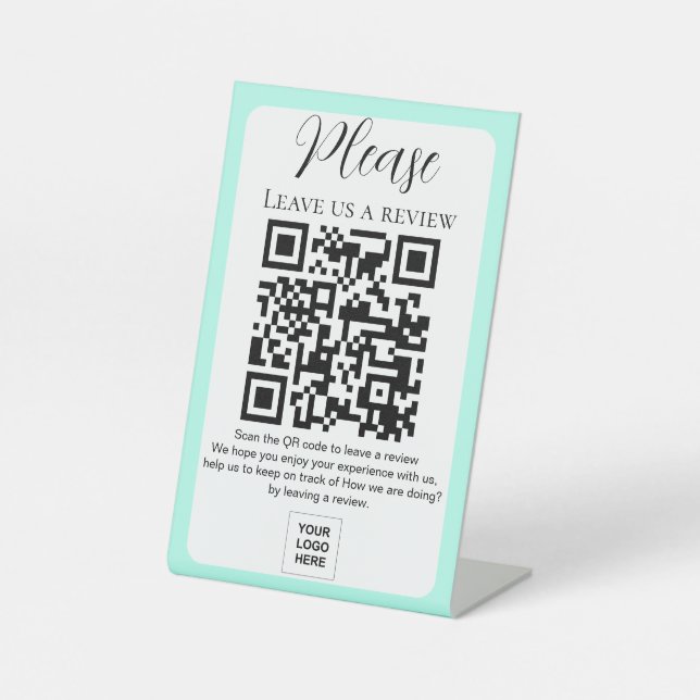 Aquamarin Verlassen QR Code Pedestal Sign Sockelschild (Vorderseite)