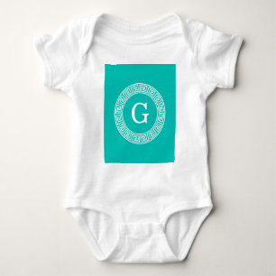 Aquamarin, was für ein erstes Monogramm des griech Baby Strampler