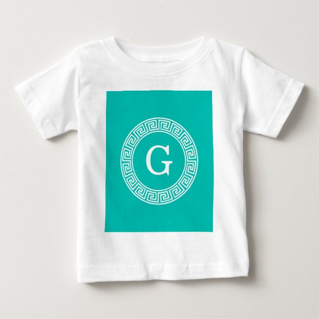 Aquamarin, was für ein erstes Monogramm des griech Baby T-shirt (Vorderseite)