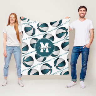aquamarin Weiß Der Basketballplatz ist mein glückl Fleecedecke
