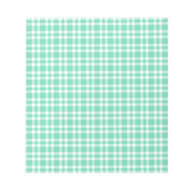 Aquamarin Weiß Karomuster Notizblock (Vorderseite)
