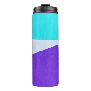 Aquamarin, weiß und lila thermosbecher