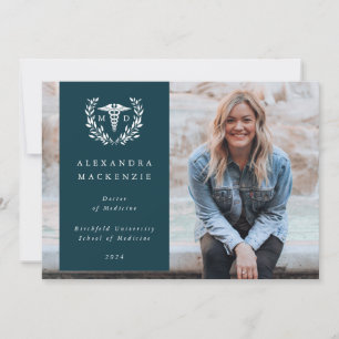 Aquamarin + Weiße Laurel Wreath Medizinisches Grad Ankündigung