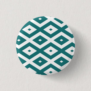Aquamarin-weiße Rautenmuster Button
