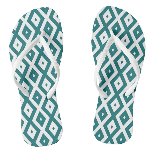 Aquamarin-weiße Rautenmuster Flip Flops (Fußbett)