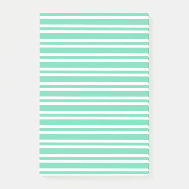 Aquamarin Weiße Streifen Muster Post-it Klebezettel (Vorderseite)