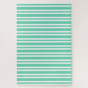 Aquamarin Weiße Streifen Muster Puzzle