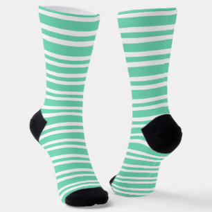 Aquamarin Weiße Streifen Muster Socken