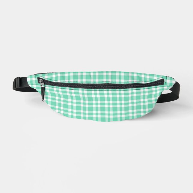Aquamarin-weißes Karomuster Bauchtasche (Vorderseite)