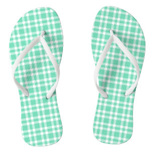 Aquamarin-weißes Karomuster Flip Flops
