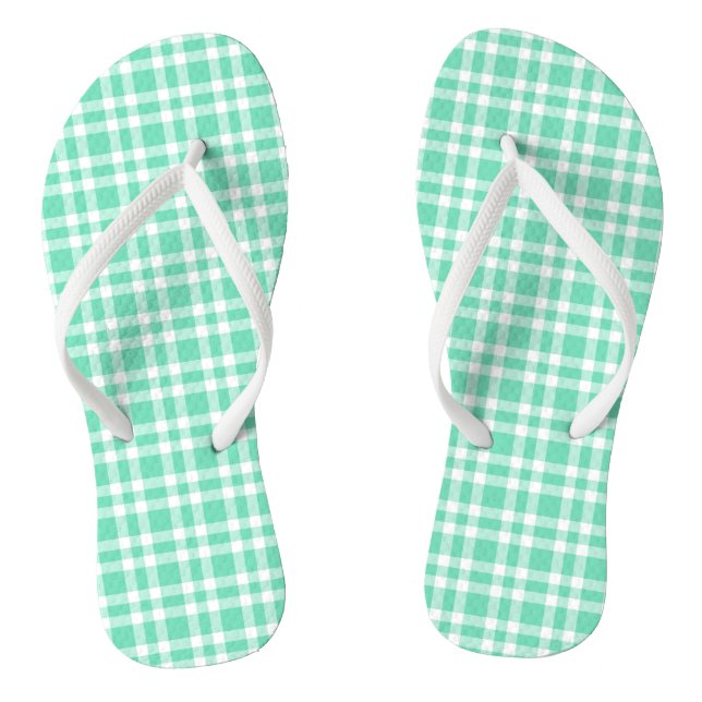 Aquamarin-weißes Karomuster Flip Flops (Fußbett)