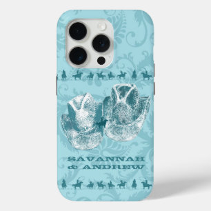 Aquamarin-westliche Vintage-Hochzeiten iPhone 15 Pro Hülle