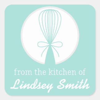 Aquamarin Whisk Silhouette Kitchen Labels Quadratischer Aufkleber