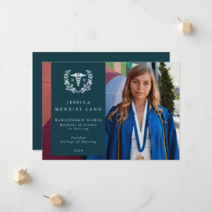 Aquamarin + White Laurel Wreath Registriert Kranke Ankündigung