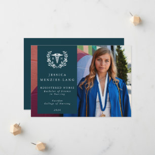 Aquamarin + White Laurel Wreath Registriert Kranke Ankündigung