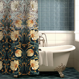 Aquamarin Yellow Pimpernel William Morris Floral Duschvorhang