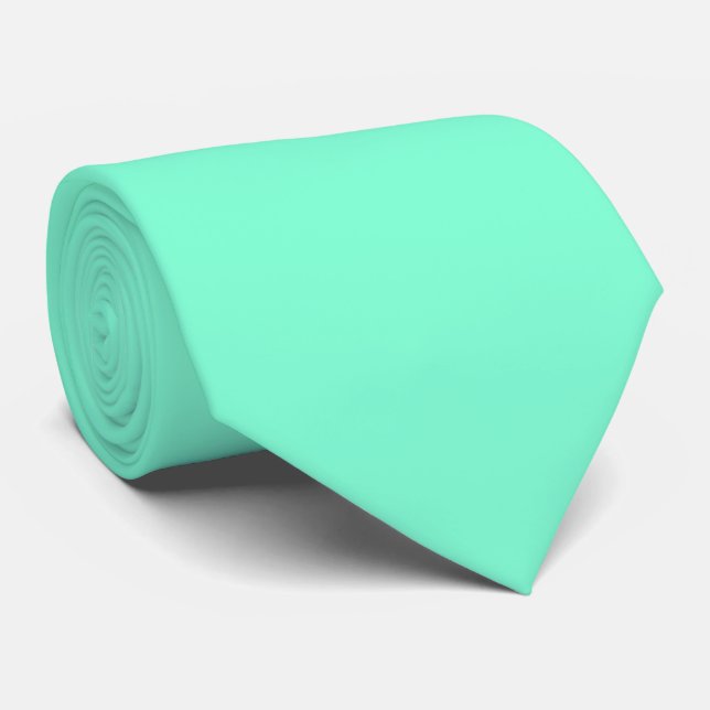 Aquamarinblaue Farbe Einfarbig Schlicht Krawatte (Gerollt)