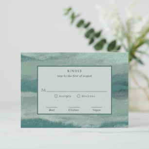 Aquamarine abstrakte Küste Chic Moderne Hochzeit RSVP Karte