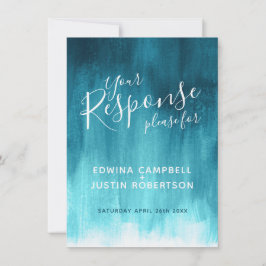 Aquamarine abstrakte moderne Hochzeitsantwort UAWG Einladung