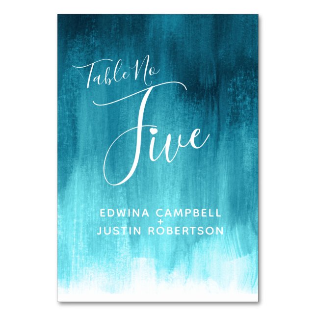 Aquamarine abstrakte Wäsche Moderne Tischnummer fü (Vorderseite)