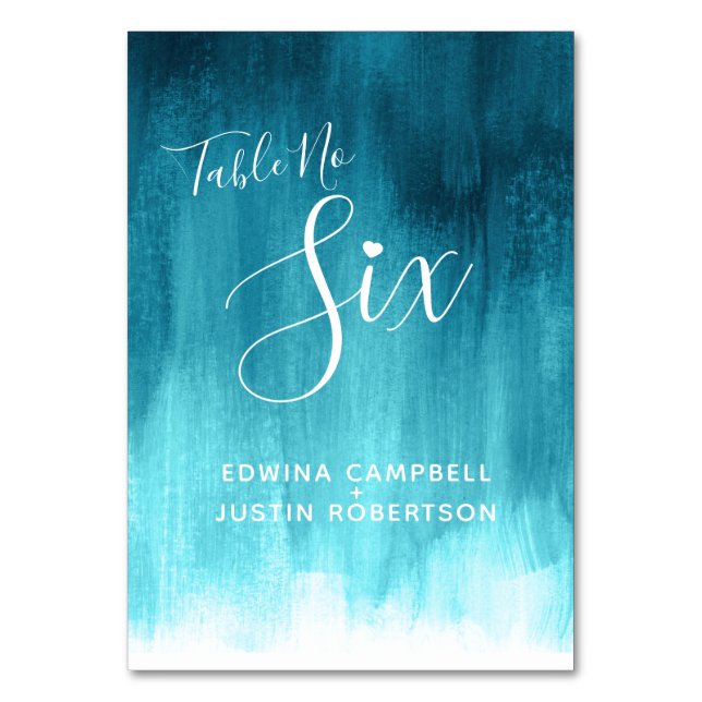 Aquamarine abstrakte Wäsche Moderne Tischnummer se (Rückseite)