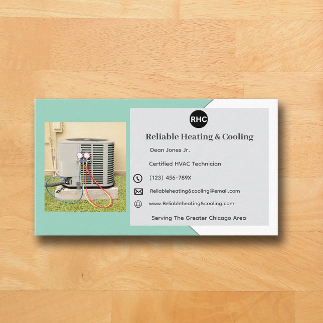 Aquamarine AC Unit Heizungs-Kühlerhauptkarte Visitenkarte (Teal Hvac Business Card )