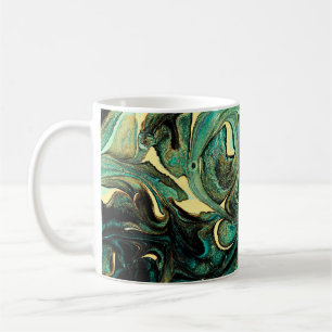 Aquamarine Acrylfarben: abstrakter Hintergrund. Kaffeetasse