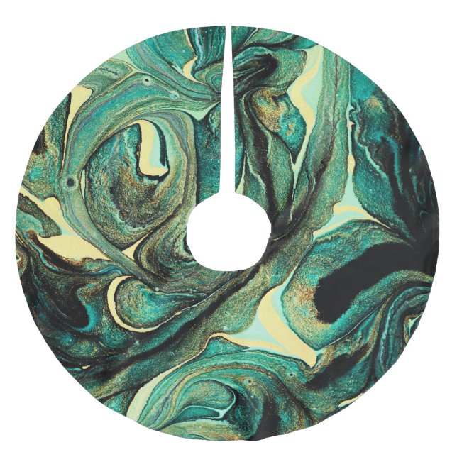 Aquamarine Acrylfarben: abstrakter Hintergrund. Polyester Weihnachtsbaumdecke (Vorderseite)