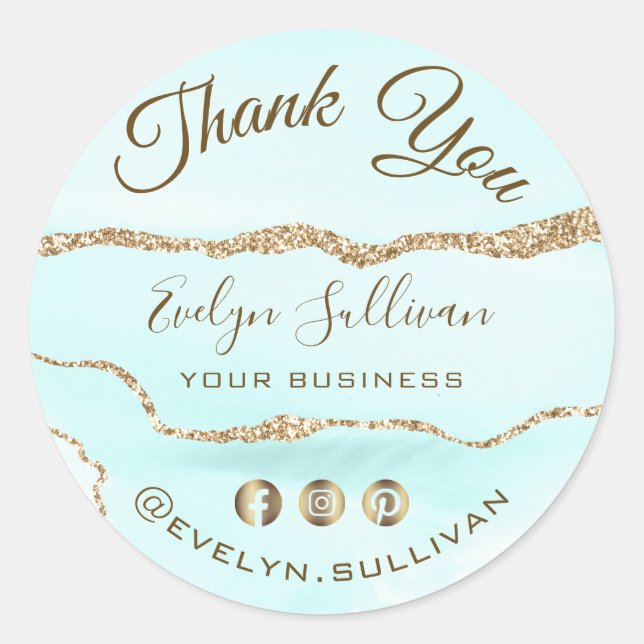 Aquamarine Agate Vielen Dank für Ihren Aufkleber (Vorderseite)