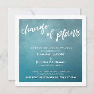 Aquamarine Änderung von Plänen verzögert Hochzeits Einladung