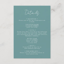 Aquamarine Angaben zur Hochzeit Begleitkarte