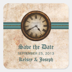 Aquamarine antike Save the Date Stickers