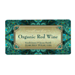 Aquamarine Aqua Fantasy Wedding Red Gold Wine Labe