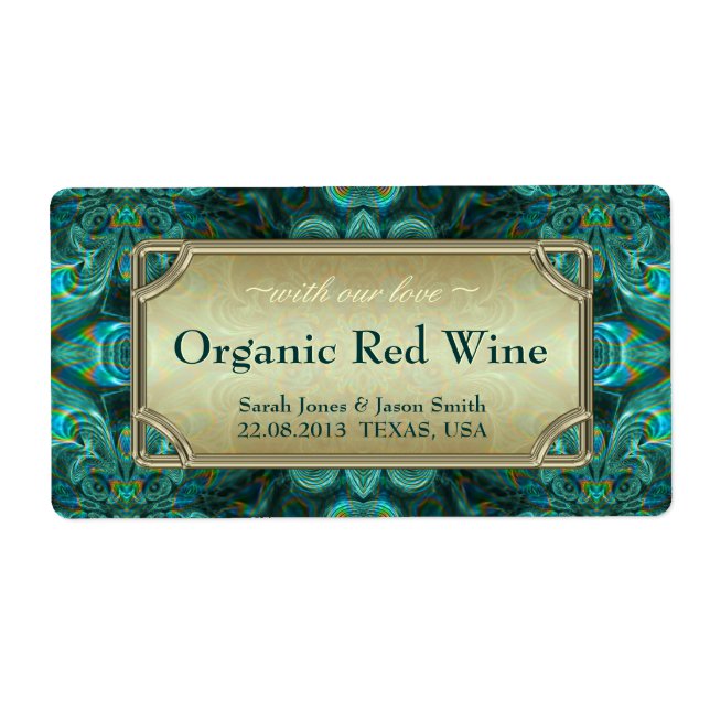 Aquamarine Aqua Fantasy Wedding Red Gold Wine Labe (Vorne)