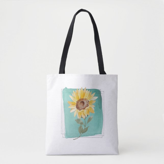Aquamarine Aquarellblume Tasche (Vorderseite)