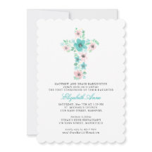 Aquamarine Aquarellfarben Blume Erste Heilige Komm