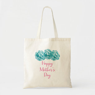 Aquamarine Aquarellfarben Rose zum Muttertag glück Tragetasche