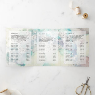 Aquamarine Aquarellsilber-Glitzer-Trifold-Broschür Dreifach Gefaltete Karte